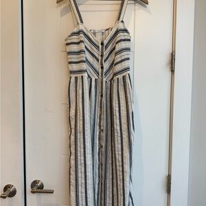 Zara Navy and Cream Striped Maxi Dress